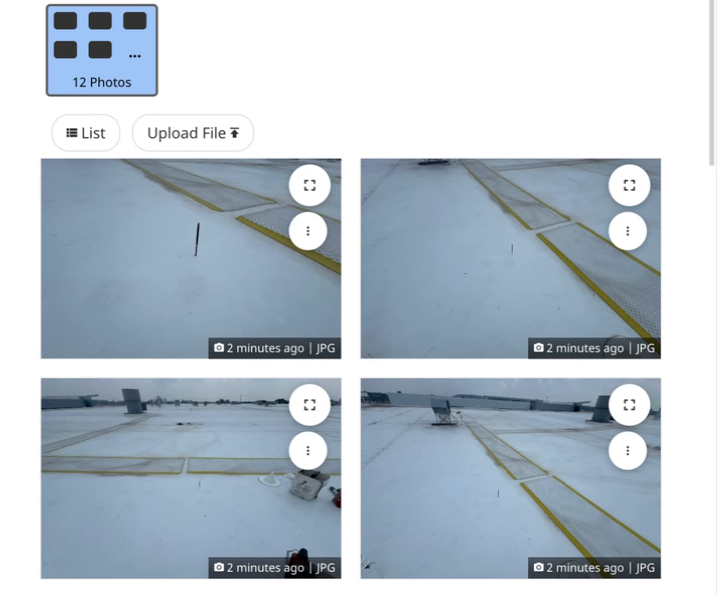 Imported roof photos displayed in the property File Library.