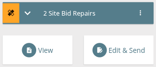 Mobile Site Bid Repairs controls for View and Edit & Send.