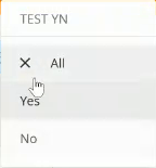 Example TEST YN custom-field filter with All, Yes and No options.