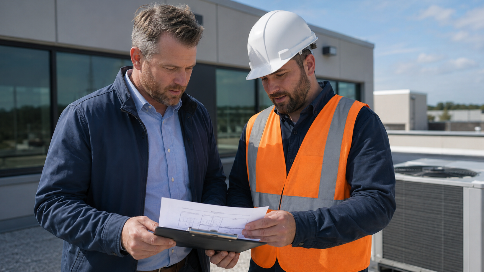Roofing contractor presenting a digital bid