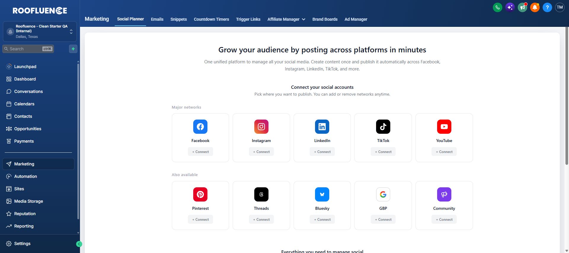 Roofluence Social Planner